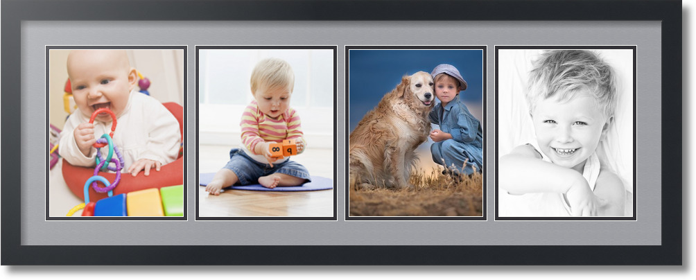 ArtToFrames Collage Mat Picture Photo Frame - 4 8x10" Openings Satin Black 19