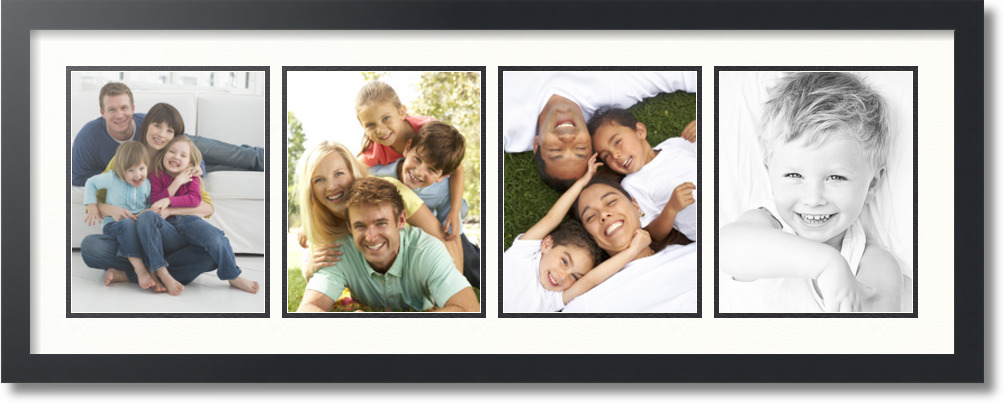 ArtToFrames Collage Mat Picture Photo Frame - 4 8x10" Openings Satin Black 19