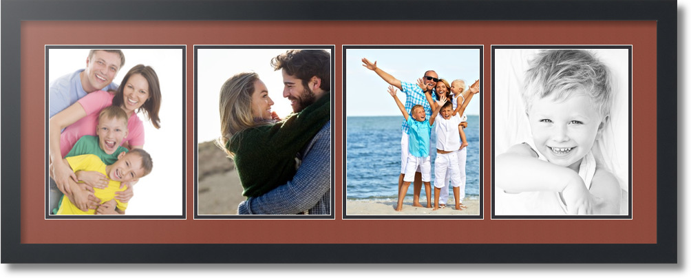 ArtToFrames Collage Mat Picture Photo Frame - 4 8x10" Openings Satin Black 19