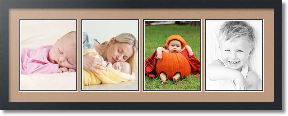 ArtToFrames Collage Mat Picture Photo Frame - 4 8x10" Openings Satin Black 19