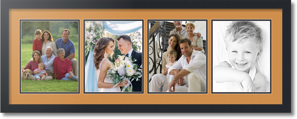 ArtToFrames Collage Mat Picture Photo Frame - 4 8x10" Openings Satin Black 19