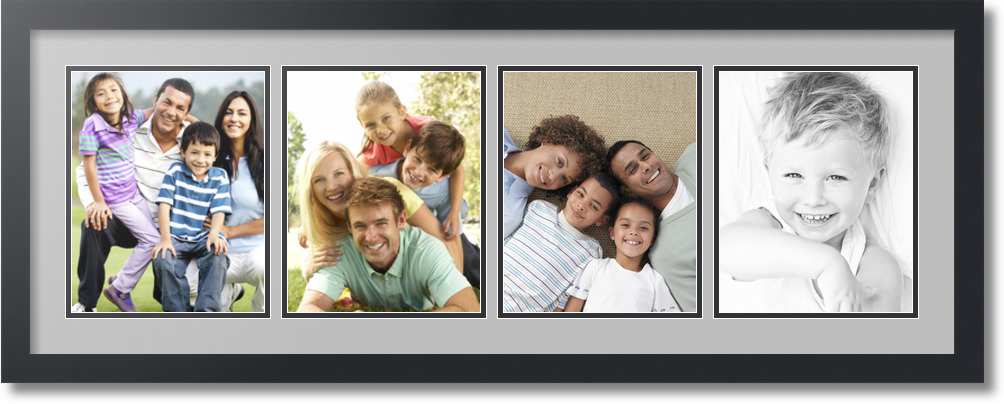 ArtToFrames Collage Mat Picture Photo Frame - 4 8x10" Openings Satin Black 19