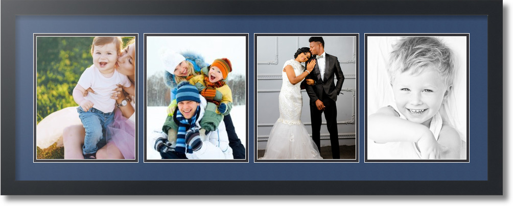 ArtToFrames Collage Mat Picture Photo Frame - 4 8x10" Openings Satin Black 19