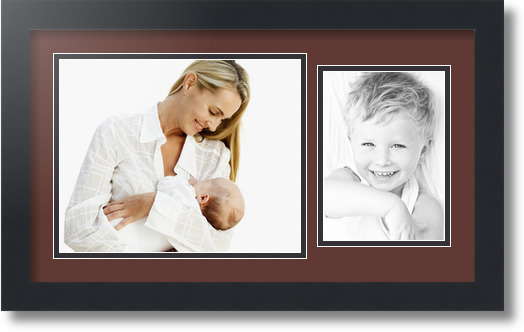 ArtToFrames Collage Mat Picture Photo Frame 2 Openings in Satin Black 190