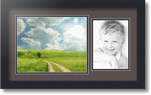 ArtToFrames Collage Mat Picture Photo Frame 2 Openings in Satin Black 190