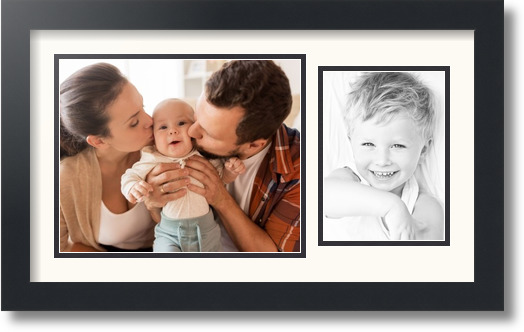 ArtToFrames Collage Mat Picture Photo Frame 2 Openings in Satin Black 190