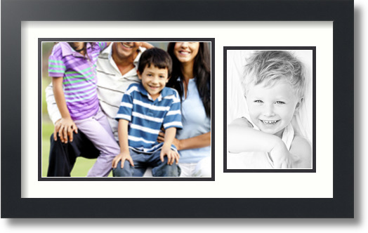 ArtToFrames Collage Mat Picture Photo Frame 2 Openings in Satin Black 190