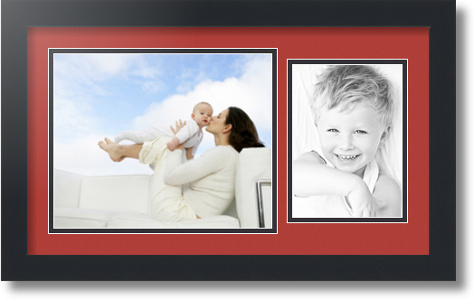 ArtToFrames Collage Mat Picture Photo Frame 2 Openings in Satin Black 190