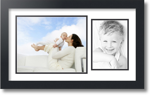 ArtToFrames Collage Mat Picture Photo Frame 2 Openings in Satin Black 190