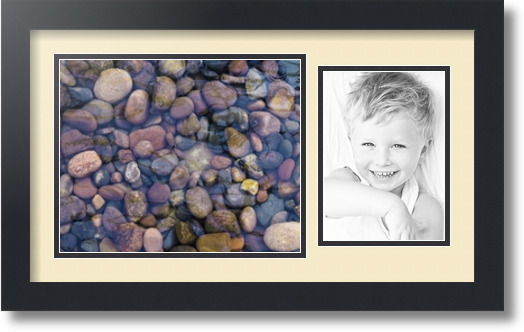 ArtToFrames Collage Mat Picture Photo Frame 2 Openings in Satin Black 190