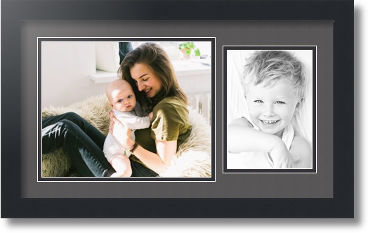 ArtToFrames Collage Mat Picture Photo Frame 2 Openings in Satin Black 190