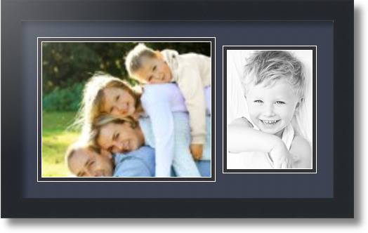 ArtToFrames Collage Mat Picture Photo Frame 2 Openings in Satin Black 190