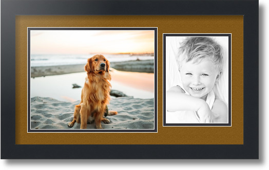 ArtToFrames Collage Mat Picture Photo Frame 2 Openings in Satin Black 190