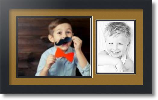 ArtToFrames Collage Mat Picture Photo Frame 2 Openings in Satin Black 190