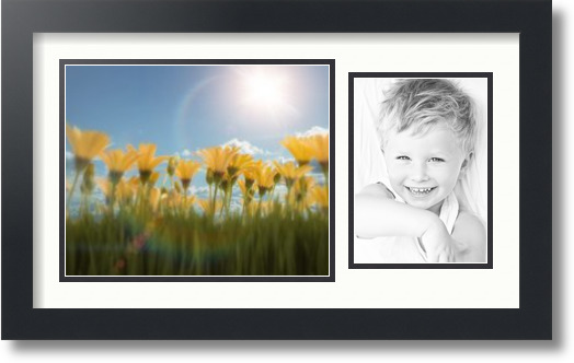 ArtToFrames Collage Mat Picture Photo Frame 2 Openings in Satin Black 190