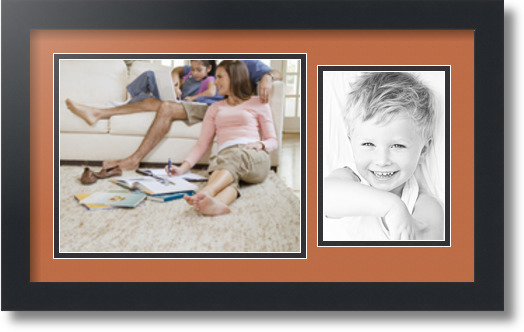 ArtToFrames Collage Mat Picture Photo Frame 2 Openings in Satin Black 190