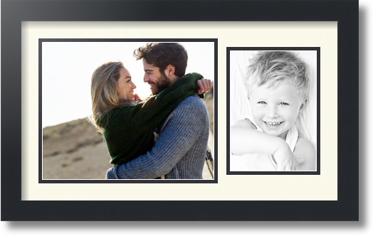 ArtToFrames Collage Mat Picture Photo Frame 2 Openings in Satin Black 190