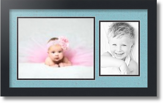 ArtToFrames Collage Mat Picture Photo Frame 2 Openings in Satin Black 190