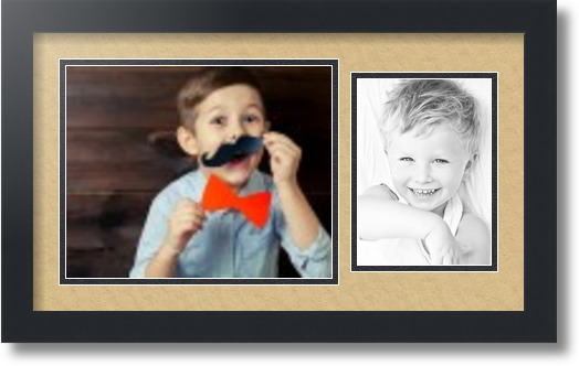 ArtToFrames Collage Mat Picture Photo Frame 2 Openings in Satin Black 190