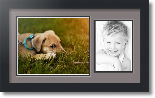 ArtToFrames Collage Mat Picture Photo Frame 2 Openings in Satin Black 190