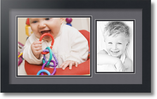 ArtToFrames Collage Mat Picture Photo Frame 2 Openings in Satin Black 190