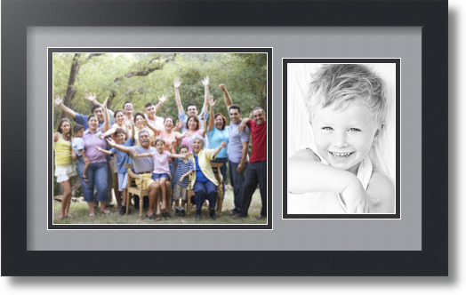 ArtToFrames Collage Mat Picture Photo Frame 2 Openings in Satin Black 190