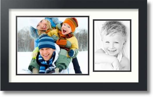 ArtToFrames Collage Mat Picture Photo Frame 2 Openings in Satin Black 190