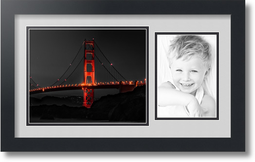 ArtToFrames Collage Mat Picture Photo Frame 2 Openings in Satin Black 190