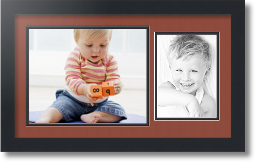 ArtToFrames Collage Mat Picture Photo Frame 2 Openings in Satin Black 190