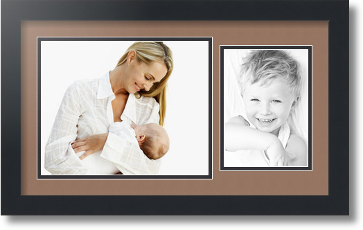 ArtToFrames Collage Mat Picture Photo Frame 2 Openings in Satin Black 190