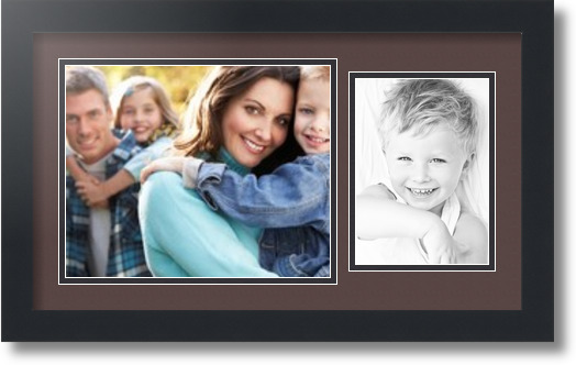 ArtToFrames Collage Mat Picture Photo Frame 2 Openings in Satin Black 190