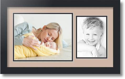 ArtToFrames Collage Mat Picture Photo Frame 2 Openings in Satin Black 190