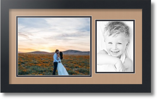 ArtToFrames Collage Mat Picture Photo Frame 2 Openings in Satin Black 190