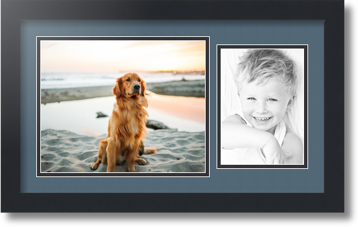 ArtToFrames Collage Mat Picture Photo Frame 2 Openings in Satin Black 190