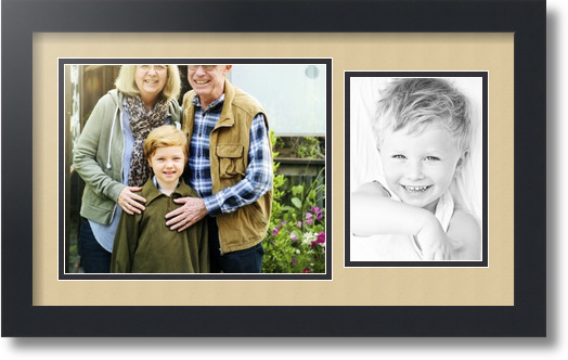 ArtToFrames Collage Mat Picture Photo Frame 2 Openings in Satin Black 190