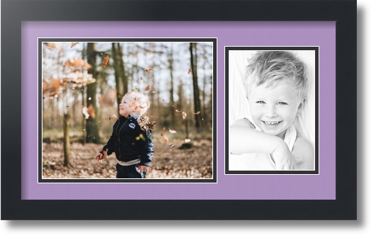 ArtToFrames Collage Mat Picture Photo Frame 2 Openings in Satin Black 190