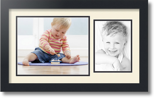 ArtToFrames Collage Mat Picture Photo Frame 2 Openings in Satin Black 190