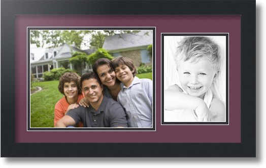 ArtToFrames Collage Mat Picture Photo Frame 2 Openings in Satin Black 190