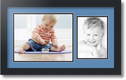 ArtToFrames Collage Mat Picture Photo Frame 2 Openings in Satin Black 190