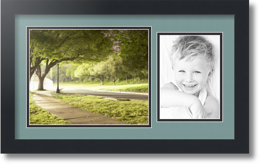 ArtToFrames Collage Mat Picture Photo Frame 2 Openings in Satin Black 190