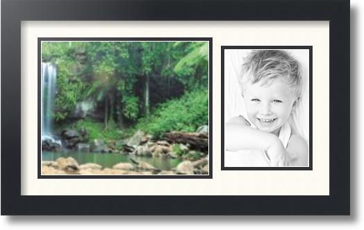 ArtToFrames Collage Mat Picture Photo Frame 2 Openings in Satin Black 190