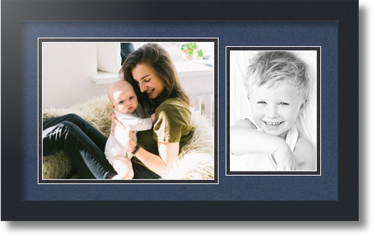 ArtToFrames Collage Mat Picture Photo Frame 2 Openings in Satin Black 190