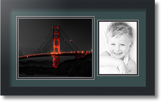 ArtToFrames Collage Mat Picture Photo Frame 2 Openings in Satin Black 190