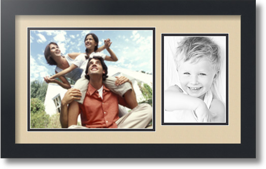 ArtToFrames Collage Mat Picture Photo Frame 2 Openings in Satin Black 190 