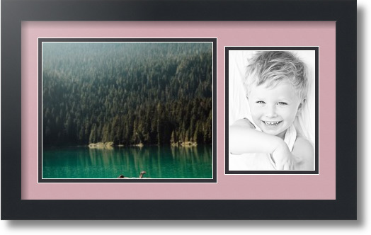 ArtToFrames Collage Mat Picture Photo Frame 2 Openings in Satin Black 190