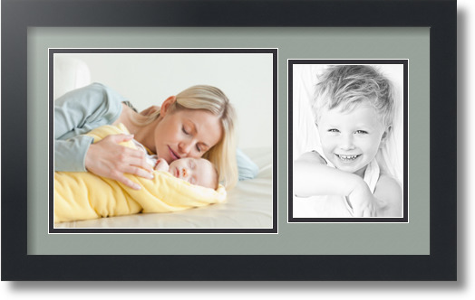 ArtToFrames Collage Mat Picture Photo Frame 2 Openings in Satin Black 190