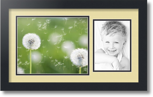 ArtToFrames Collage Mat Picture Photo Frame 2 Openings in Satin Black 190