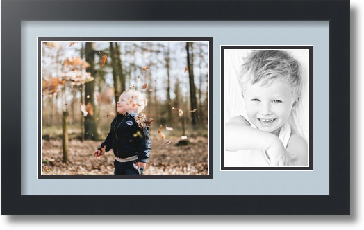 ArtToFrames Collage Mat Picture Photo Frame 2 Openings in Satin Black 166 