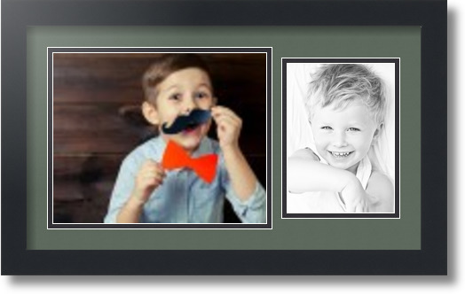 ArtToFrames Collage Mat Picture Photo Frame 2 Openings in Satin Black 190