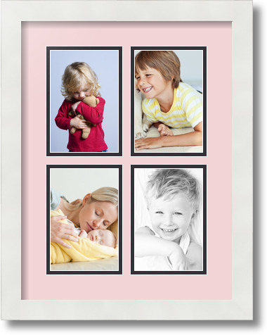 ArtToFrames Collage Mat Picture Photo Frame 4 4x6" Openings in Satin White 2